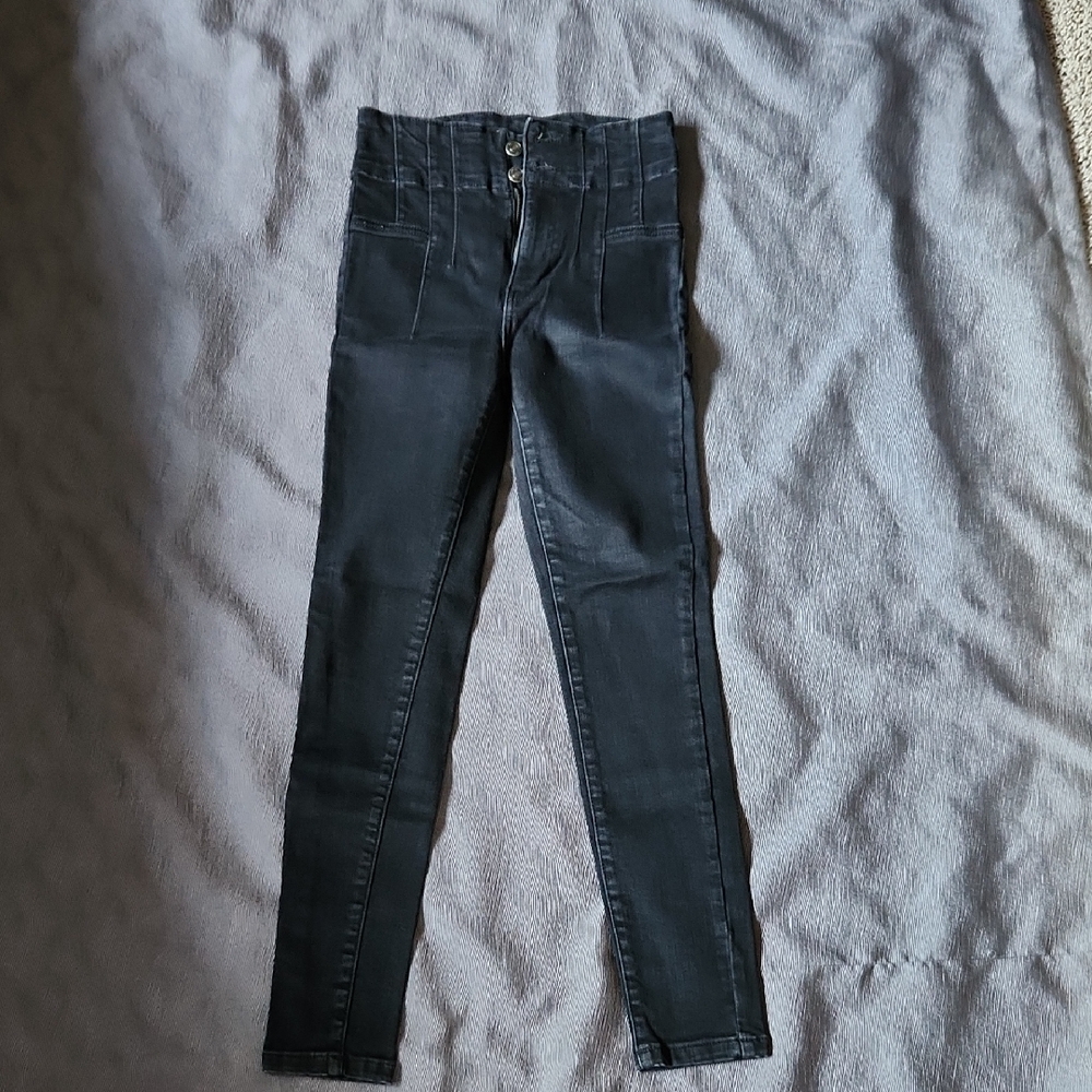 High-Waisted Black Skinny Jeans